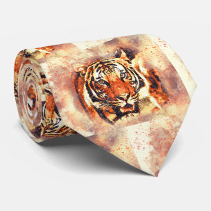 Tijger Mannelijke Tijgers Kat Print Patroon Necksj Stropdas