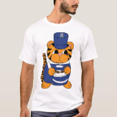 Tijger Marching Band Snare Drum Blauw Wit T-shirt (Voorkant)