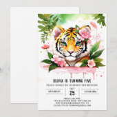 Tijger meisje verjaardag uitnodiging (Voorkant / Achterkant)
