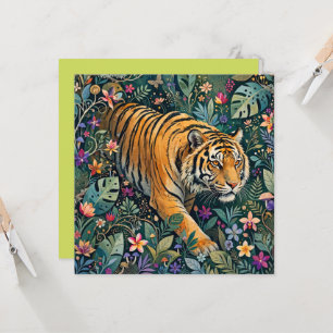 Tijger met Amber Ogen Fantasie Jungle Gebladerte
