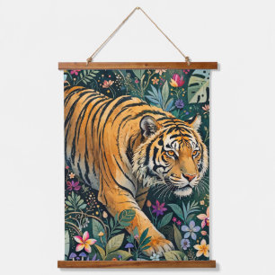 Tijger met Amber Ogen Fantasie Jungle Gebladerte Hangend Wandkleed