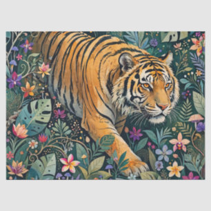 Tijger met Amber Ogen Fantasie Jungle Gebladerte Tissuepapier