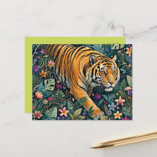 Tijger met Amber Ogen Fantasie Jungle Loof Briefkaart