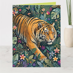 Tijger met Amber Ogen Fantasie Jungle Loof Kaart