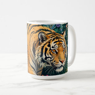 Tijger met Amber Ogen Fantasie Jungle Loof Koffiemok