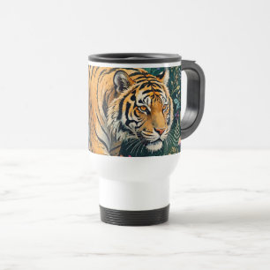 Tijger met Amber Ogen Fantasie Jungle Loof Reisbeker
