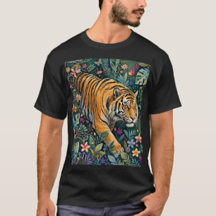 Tijger met Amber Ogen Fantasie Jungle Loof T-shirt
