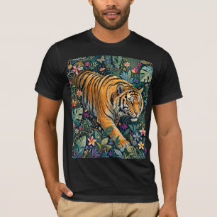 Tijger met Amber Ogen Fantasie Jungle Loof T-shirt