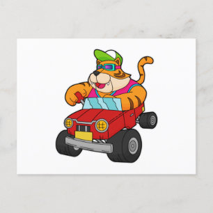 Tijger met auto briefkaart