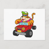 Tijger met auto briefkaart (Voorkant)