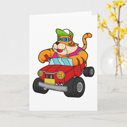 Tijger met auto kaart (Gele Bloem)