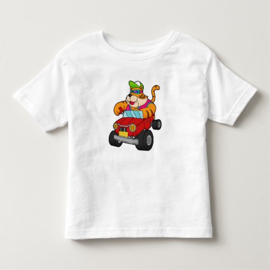 Tijger met auto kinder shirts (Voorkant)
