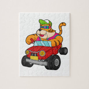 Tijger met auto legpuzzel