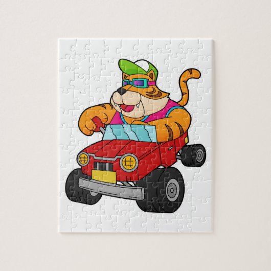 Tijger met auto legpuzzel (Verticaal)