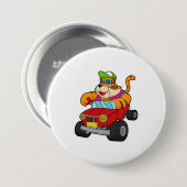 Tijger met auto ronde button 7,6 cm (Voorkant /achterkant)