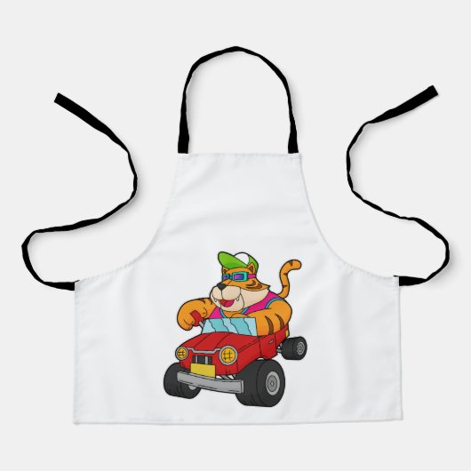 Tijger met auto schort (Voorkant)