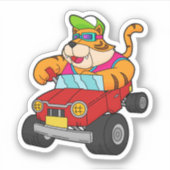 Tijger met auto sticker (Voorkant)