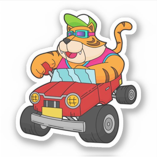 Tijger met auto sticker (Voorkant)