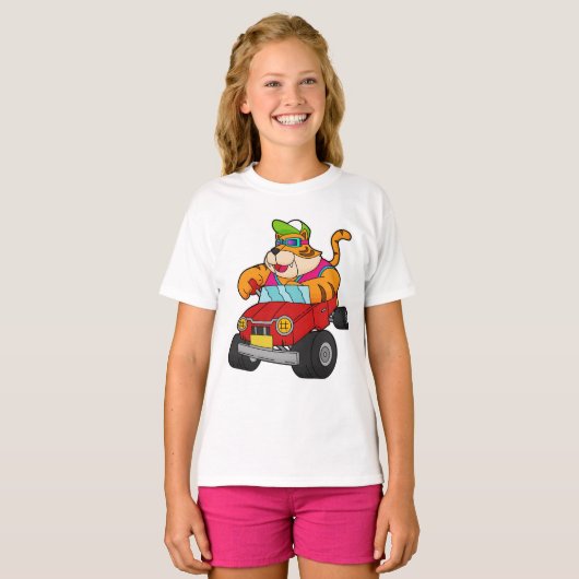 Tijger met auto t-shirt (Voorkant volledig)