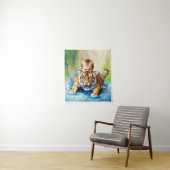 Tijger met baby jongen Tapestry Wandkleed (In situ)