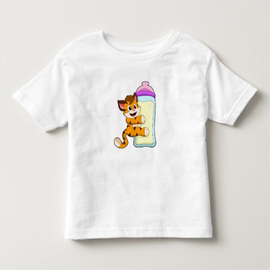 Tijger met Baby melkfles Kinder Shirts (Voorkant)