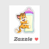 Tijger met Baby melkfles Sticker (Vel)