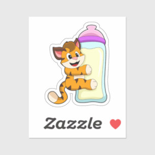 Tijger met Baby melkfles Sticker
