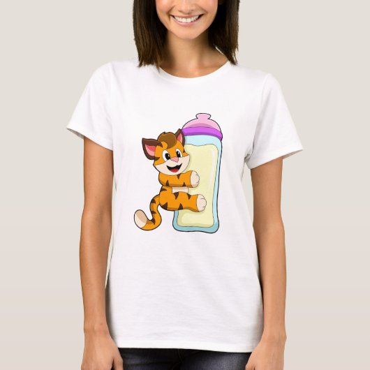Tijger met Baby melkfles T-shirt (Voorkant)