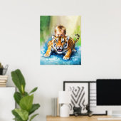 Tijger met baby poster (Thuiskantoor)