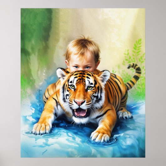 Tijger met baby poster (Voorkant)