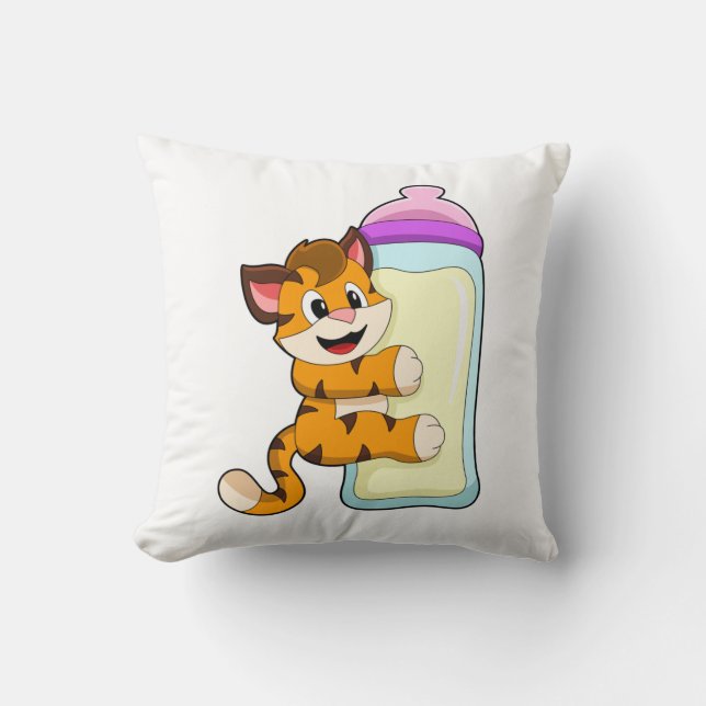 Tijger met babyfles melk kussen (Voorkant)
