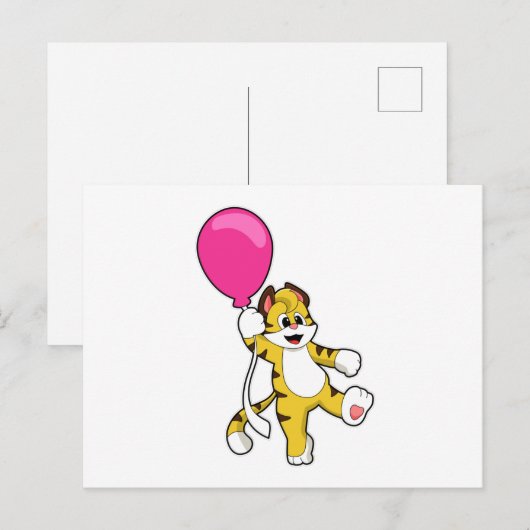 Tijger met ballon briefkaart (Voorkant / Achterkant)