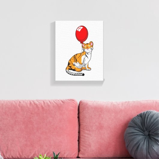 Tijger met ballon canvas afdruk (Insitu (Woonkamer))