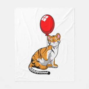 Tijger met ballon fleece deken