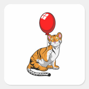 Tijger met ballon vierkante sticker
