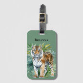 Tijger met bladeren bagagelabel (Voorkant (verticaal))