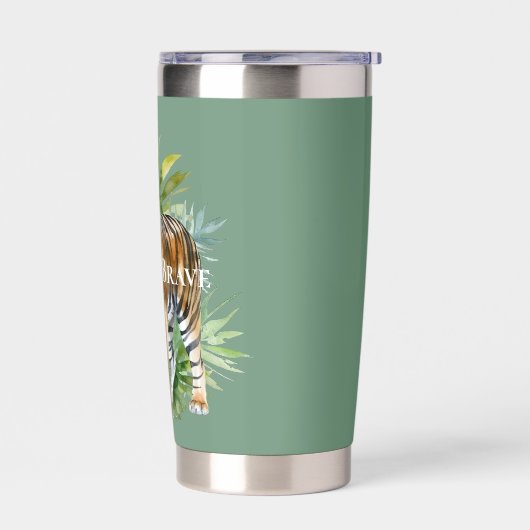 Tijger met bladeren geïsoleerde drinkbeker (Links)