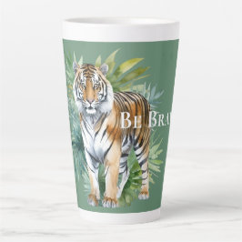 Tijger met bladeren latte mok