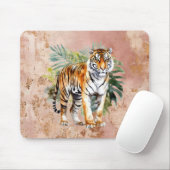 Tijger met bladeren muismat (Met muis)