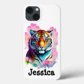 Tijger met bloemen Case-Mate iPhone case (Achterkant)