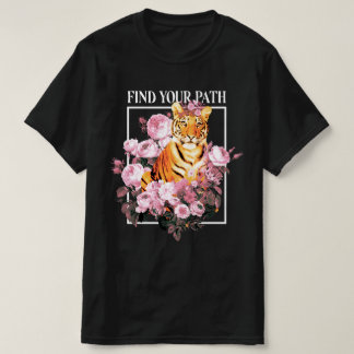 Tijger met bloemen t-shirt