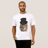 Tijger met bovenste hak en monocle t-shirt (Voorkant volledig)