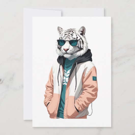 Tijger met capuchon Grappig Cool Dier Karakter Kaart (Voorkant)