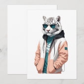 Tijger met capuchon Grappig Cool Dier Karakter Kaart (Voorkant / Achterkant)