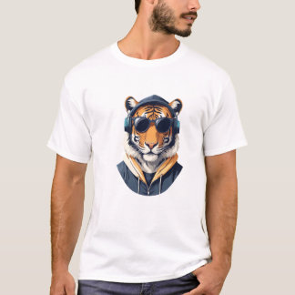 Tijger met capuchon Grappig Cool Dier Karakter T-shirt