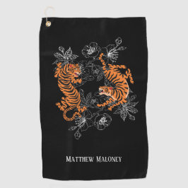 tijger met Cherry Blossom Golf Jouw naam Golfhanddoek