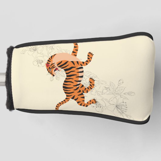 tijger met Cherry Blossom Golfheadcover (Voorkant)