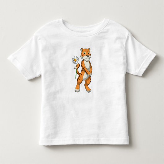 Tijger met Daisy Flower Kinder Shirts (Voorkant)
