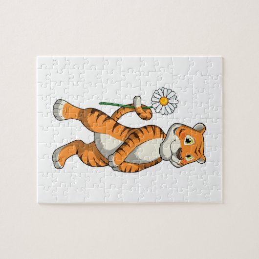 Tijger met Daisy Flower Legpuzzel (Horizontaal)