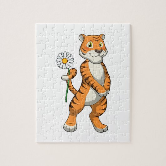 Tijger met Daisy Flower Legpuzzel (Verticaal)